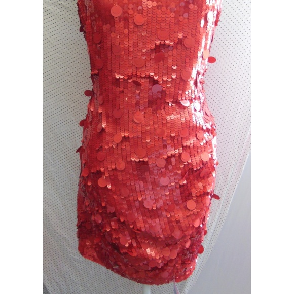 NWT ASOS EDITION Drape Side RED SEQUIN Party COCKTAIL Cami MINI DRESS US 10 - Picture 6 of 13